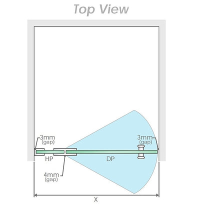 90x80cm Corner Frameless Shower Screen with Chrome Brackets and SS Hinges, Round Handle