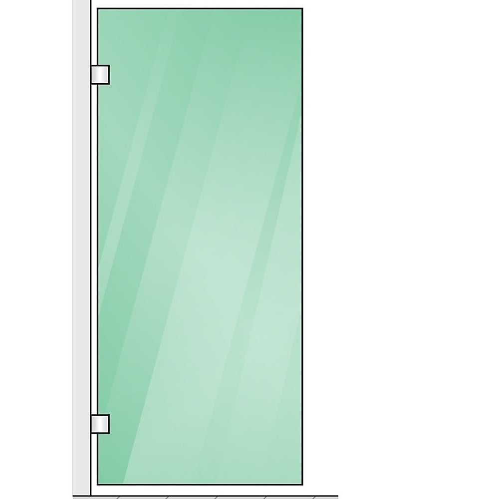 90x80cm Corner Frameless Shower Screen with Chrome Brackets and SS Hinges, Round Handle