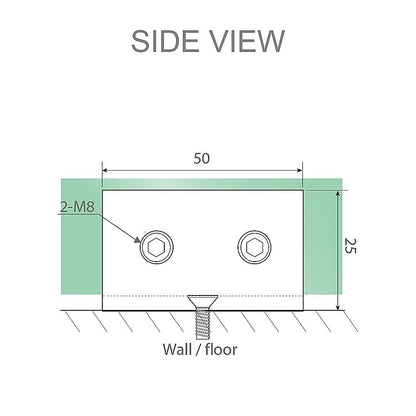 90x80cm Corner Frameless Shower Screen with Chrome Brackets and SS Hinges, Round Handle