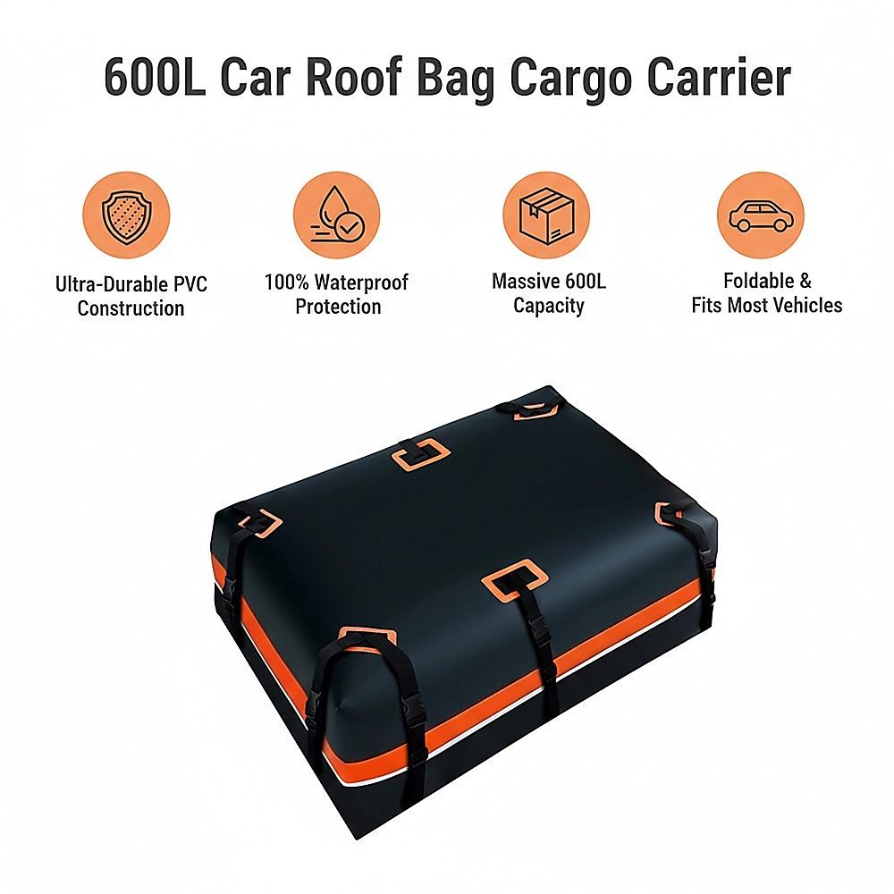 600L Car Roof Bag Cargo Carrier – Large Waterproof Rooftop Luggage Rack Storage