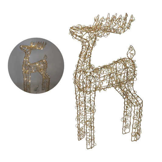 Bulk 2 Xmas Led Golden Wire Reindeer 42x19x75cmh 35led