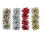Bulk 24 Xmas Glitter Poinsettia W Clip pk4 14cm 4 Asst