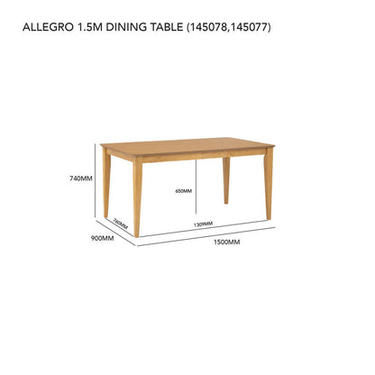 ALLEGRO Dining Table + 6x MESI Dining Chair - 7 Piece Dining Set - Natural