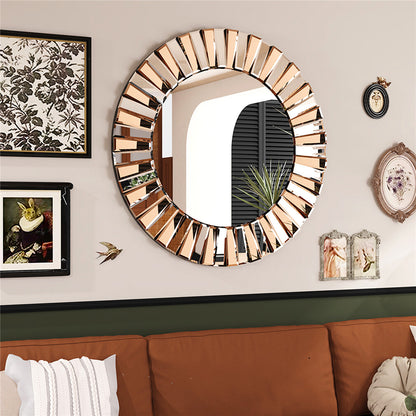 Radiant Sunburst Mirror: Elegant Wall Mounted Decor for Your Living Space