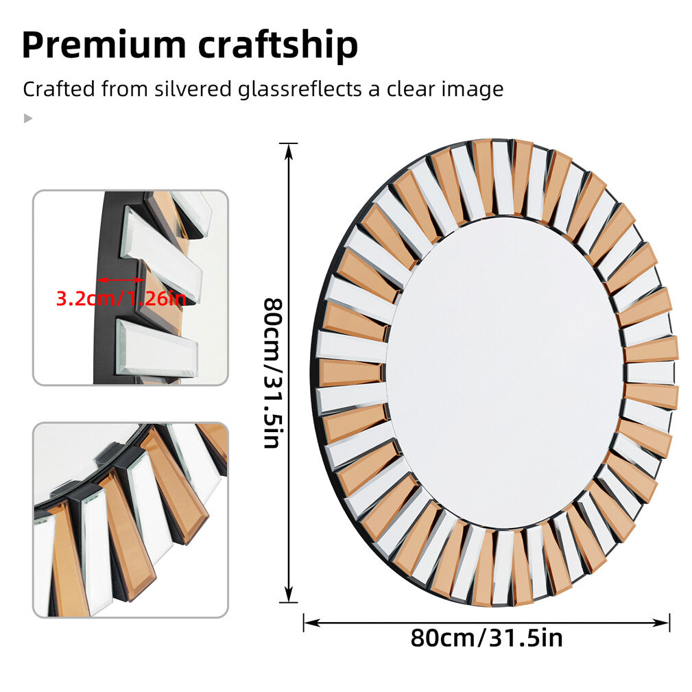 Radiant Sunburst Mirror: Elegant Wall Mounted Decor for Your Living Space