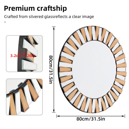 Radiant Sunburst Mirror: Elegant Wall Mounted Decor for Your Living Space