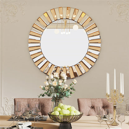 Radiant Sunburst Mirror: Elegant Wall Mounted Decor for Your Living Space