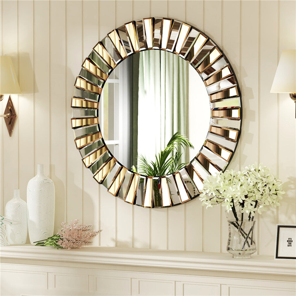 Radiant Sunburst Mirror: Elegant Wall Mounted Decor for Your Living Space