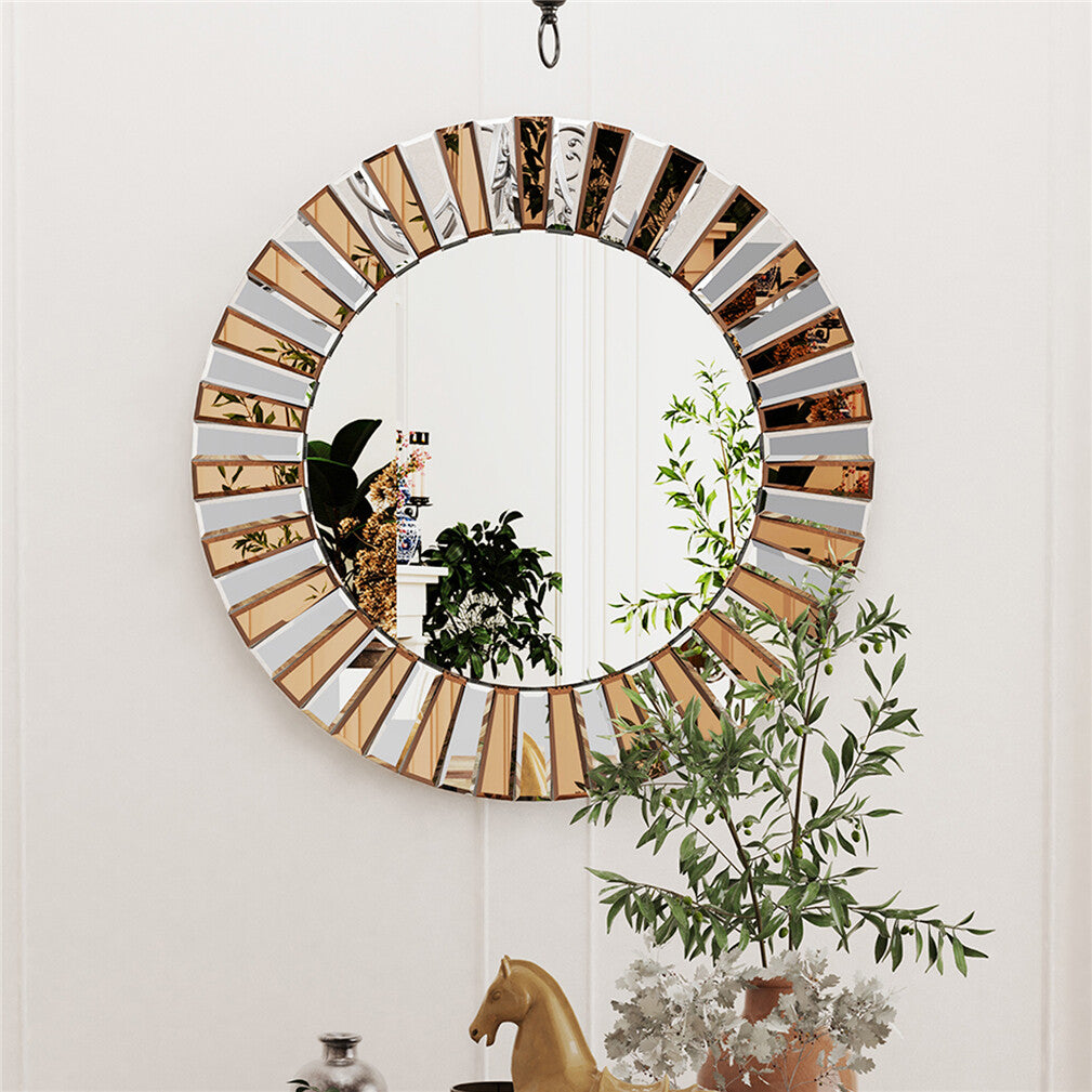 Radiant Sunburst Mirror: Elegant Wall Mounted Decor for Your Living Space