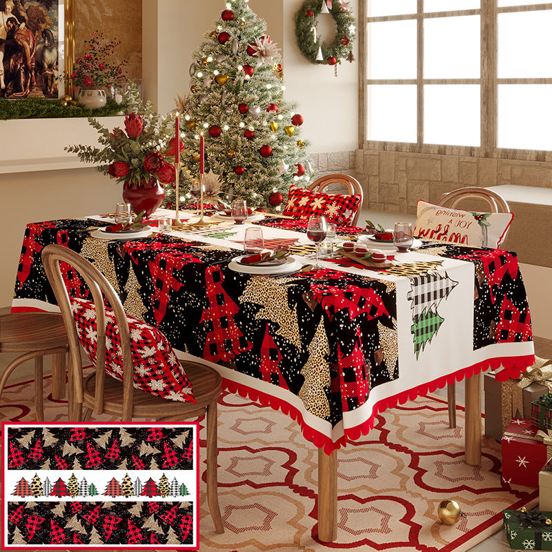 Christmas Tree Pattern Tablecloth - Festive Holiday Dining Table Cover  100*100cm