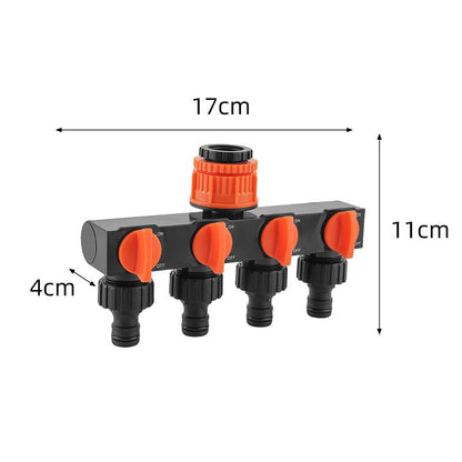 2pcs Orange 4-Way Garden Hose Splitter - Multi-Outlet Tap Manifold with Individual Control Valves - Universal Fit for 1/2 inch 3/4 inch and 1 inch Taps - Durable ABS Irrigation Water Distributor