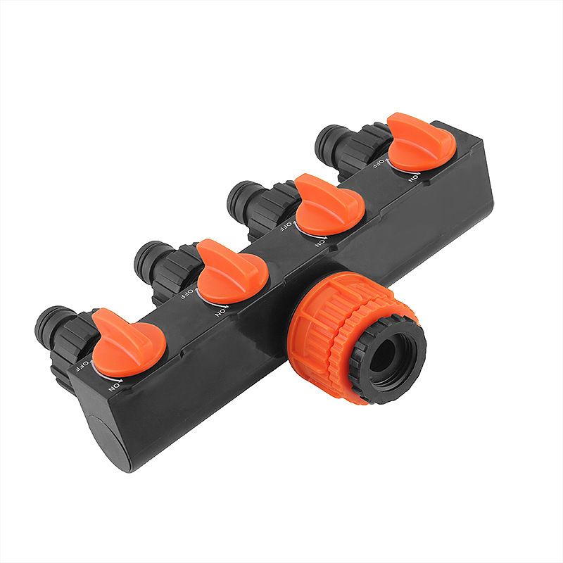 2pcs Orange 4-Way Garden Hose Splitter - Multi-Outlet Tap Manifold with Individual Control Valves - Universal Fit for 1/2 inch 3/4 inch and 1 inch Taps - Durable ABS Irrigation Water Distributor