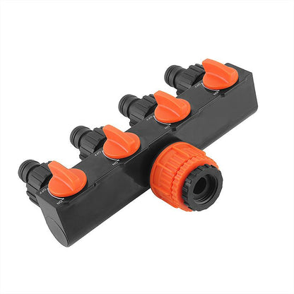 2pcs Orange 4-Way Garden Hose Splitter - Multi-Outlet Tap Manifold with Individual Control Valves - Universal Fit for 1/2 inch 3/4 inch and 1 inch Taps - Durable ABS Irrigation Water Distributor