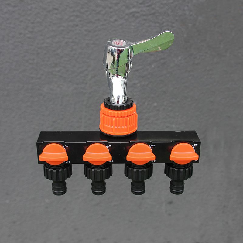 2pcs Orange 4-Way Garden Hose Splitter - Multi-Outlet Tap Manifold with Individual Control Valves - Universal Fit for 1/2 inch 3/4 inch and 1 inch Taps - Durable ABS Irrigation Water Distributor