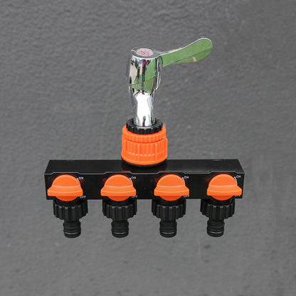 2pcs Orange 4-Way Garden Hose Splitter - Multi-Outlet Tap Manifold with Individual Control Valves - Universal Fit for 1/2 inch 3/4 inch and 1 inch Taps - Durable ABS Irrigation Water Distributor