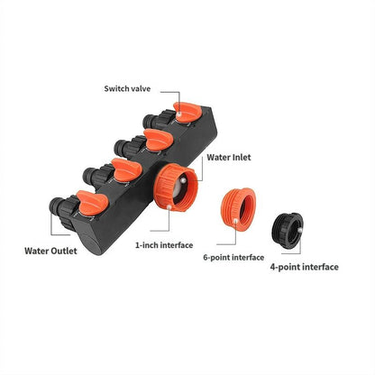 2pcs Orange 4-Way Garden Hose Splitter - Multi-Outlet Tap Manifold with Individual Control Valves - Universal Fit for 1/2 inch 3/4 inch and 1 inch Taps - Durable ABS Irrigation Water Distributor