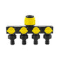 2pcs Yellow 4-Way Garden Hose Splitter - Multi-Outlet Tap Manifold with Individual Control Valves - Universal Fit for 1/2 inch 3/4 inch and 1 inch Taps - Durable ABS Irrigation Water Distributor