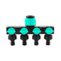 2pcs Blue 4-Way Garden Hose Splitter - Multi-Outlet Tap Manifold with Individual Control Valves - Universal Fit for 1/2 inch 3/4 inch and 1 inch Taps - Durable ABS Irrigation Water Distributor