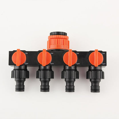 2pcs Blue 4-Way Garden Hose Splitter - Multi-Outlet Tap Manifold with Individual Control Valves - Universal Fit for 1/2 inch 3/4 inch and 1 inch Taps - Durable ABS Irrigation Water Distributor