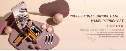Portable Travel Makeup Brush Set with LED Mirror - Your Beauty Essentials On-The-Go