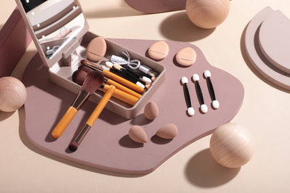 Portable Travel Makeup Brush Set with LED Mirror - Your Beauty Essentials On-The-Go