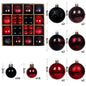 Black and red 44-Piece Assorted Christmas Baubles Set with Elegant Designs in Wooden Gift Box - 3-6cm Decorative Ornaments for Tree, Home & Holiday Display