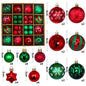Green and red 44-Piece Assorted Christmas Baubles Set with Elegant Designs in Wooden Gift Box - 3-6cm Decorative Ornaments for Tree, Home & Holiday Display