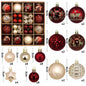 Red and white 44-Piece Assorted Christmas Baubles Set with Elegant Designs in Wooden Gift Box - 3-6cm Decorative Ornaments for Tree, Home & Holiday Display