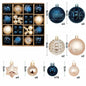Navy blue and white 44-Piece Assorted Christmas Baubles Set with Elegant Designs in Wooden Gift Box - 3-6cm Decorative Ornaments for Tree, Home & Holiday Display