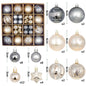 Grey and champagne gold 44-Piece Assorted Christmas Baubles Set with Elegant Designs in Wooden Gift Box - 3-6cm Decorative Ornaments for Tree, Home & Holiday Display