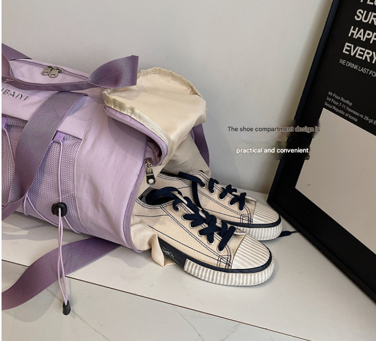 Grey Stylish Sports Gym Bag for Women - Lightweight Travel Duffel with Wet/Dry Pocket