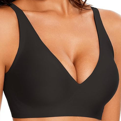 S Black Women Seamless Wire-Free Bra Comfortable Full Coverage Bralette Invisible Wireless Lingerie for Everyday and Sleep