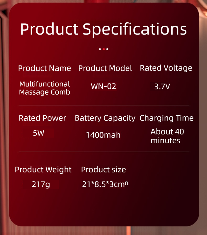 Red Luxury Red-Light Therapy Electric Scalp Massager Comb with Liquid Applicator - 3 Modes Vibration for Hair Growth & Relaxation