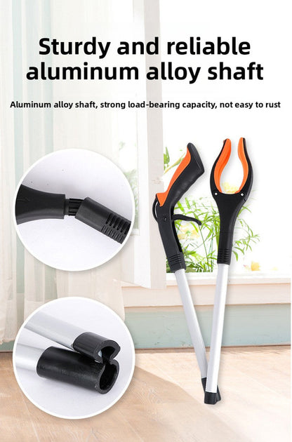 Green and Black Handle Foldable Grabber Reacher Tool - 83cm Aluminium Litter Picker with Magnetic Tip - Lightweight Mobility Aid for Garden & Home Rubbish Cleanup