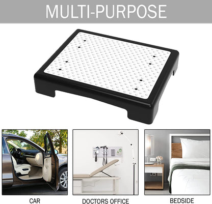 Portable Outdoor Half Step Stool Mobility Aid with Absorbent Non-Slip Grey Mat Compact 43x33cm White Base for Bath & Car