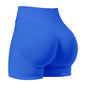 XL Blue High-Elastic Hip Yoga Shorts - Seamless Mid-Intensity Pilates Workout Shorts