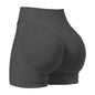 S Grey High-Elastic Hip Yoga Shorts - Seamless Mid-Intensity Pilates Workout Shorts