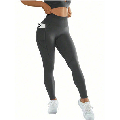 M Size Black Breathable High-Waist Ruched Butt-Lift Yoga Leggings - Dual Pockets & No Front T - LineNaked-Feel Performance Tights for Gym, Running & Pilates