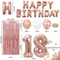 Rose Gold 18th Birthday Balloon Decoration Set - Foil Number Balloons, Happy Birthday Letter Banner, Tassel Curtain, Confetti Balloons, Latex Balloons & Tape - Complete Party Decor Kit for 18th, 21st, 30th  Birthdays