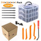 Boxed 710Pcs Heavy Duty Car Retainer Clips Kit with 4Pcs Fastener Removal Tools, 5Pcs Reusable Cable Ties and Metal Pliers  – 16 Most Popular Sizes Push Pin Rivets Assortment for Automotive Bumper Fender Side Skirt