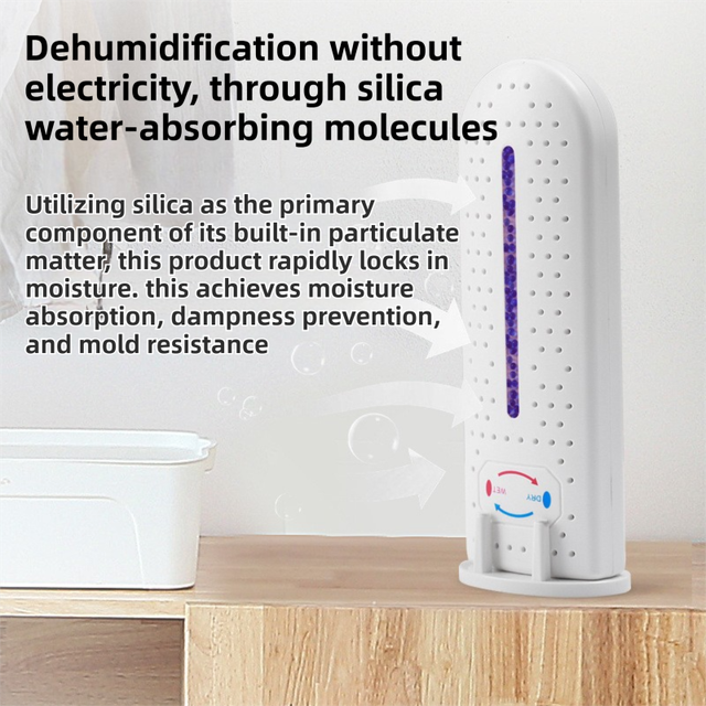 Mini Renewable Dehumidifier Device for Cupboard Drawer Basement – Wireless Rechargeable Silica Gel Wardrobe Moisture Absorber & Anti-Mould Dessicant Dryer Box