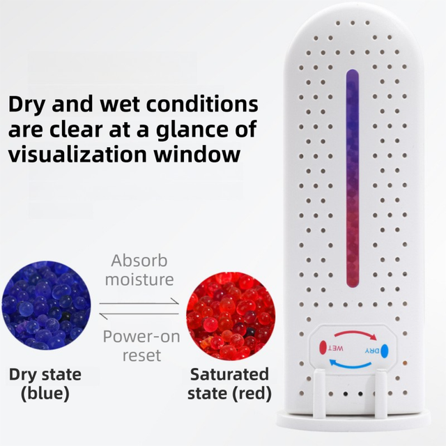 Mini Renewable Dehumidifier Device for Cupboard Drawer Basement – Wireless Rechargeable Silica Gel Wardrobe Moisture Absorber & Anti-Mould Dessicant Dryer Box