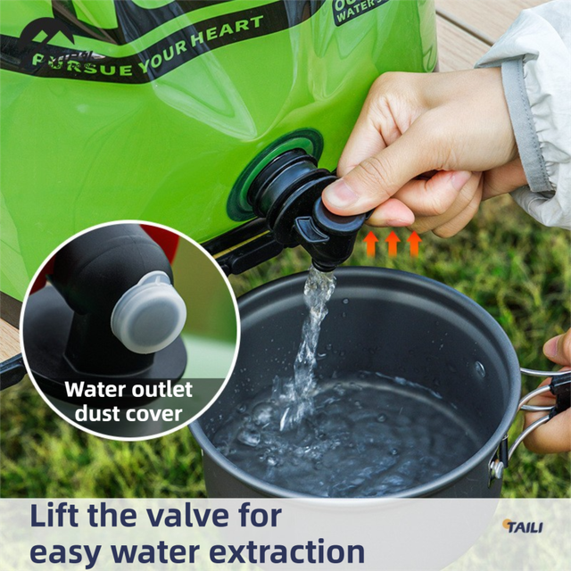 5L Green Outdoor Collapsible Water Storage Bag with Tap & Handle - Portable Camping Water Container for Hiking Picnic Travel and Emergency Water Storage