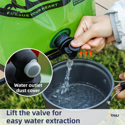 5L Green Outdoor Collapsible Water Storage Bag with Tap & Handle - Portable Camping Water Container for Hiking Picnic Travel and Emergency Water Storage