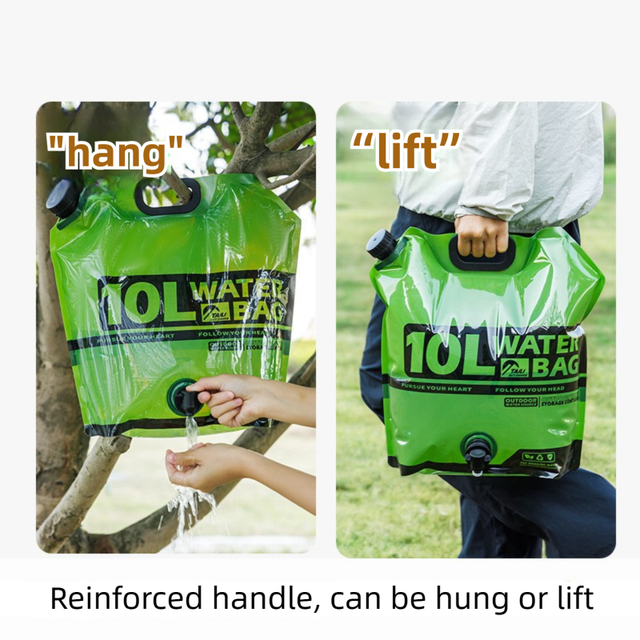 5L Green Outdoor Collapsible Water Storage Bag with Tap & Handle - Portable Camping Water Container for Hiking Picnic Travel and Emergency Water Storage