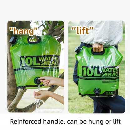 5L Green Outdoor Collapsible Water Storage Bag with Tap & Handle - Portable Camping Water Container for Hiking Picnic Travel and Emergency Water Storage