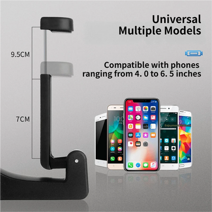4 Pack Silver Car Headrest Hook with Phone Holder for Purses Bags and 4-6.5 Inch Smartphones, Universal 360 Rotation Back Seat Storage Hook and Mobile Stand