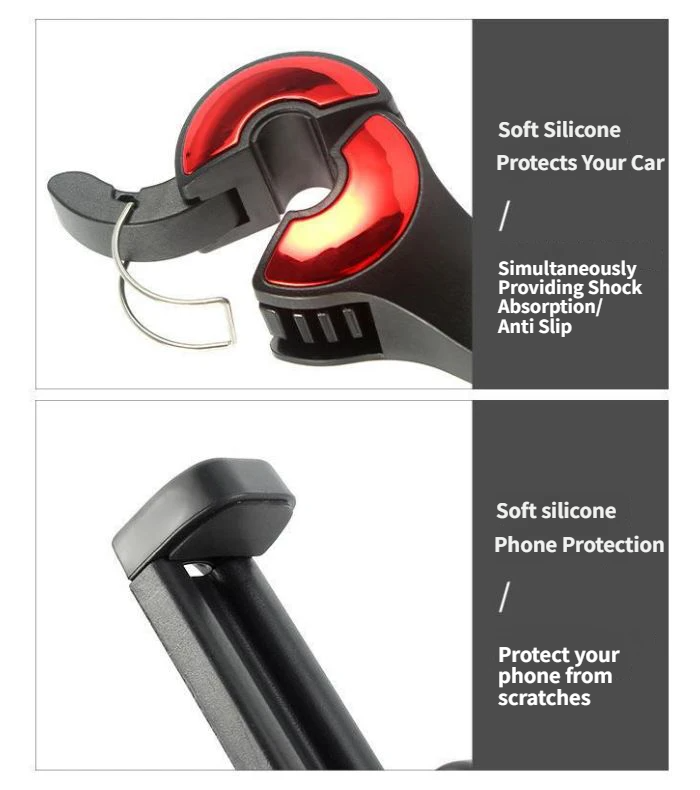 4 Pack Blue Car Headrest Hook with Phone Holder for Purses Bags and 4-6.5 Inch Smartphones, Universal 360 Rotation Back Seat Storage Hook and Mobile Stand