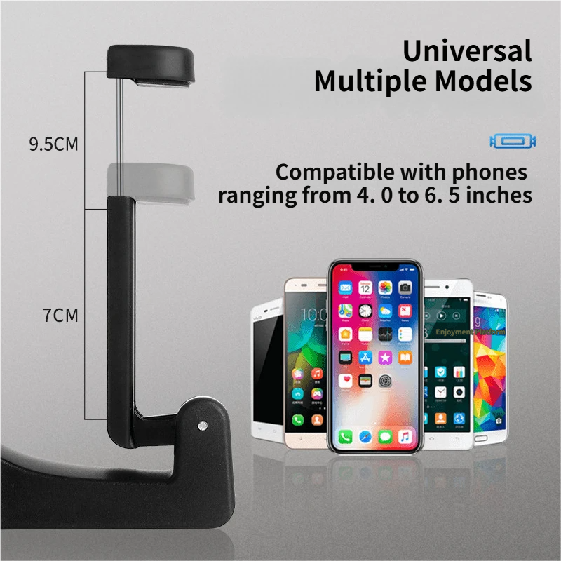 4 Pack Red Car Headrest Hook with Phone Holder for Purses Bags and 4-6.5 Inch Smartphones, Universal 360 Rotation Back Seat Storage Hook and Mobile Stand