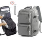 Grey 35L Vacuum Compression Travel Backpack with Manual Air Pump, Shoe Zone and 15.6" Laptop House - Waterproof Suitcase Style Carry On Bag for Men Women Business Commute